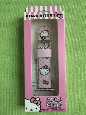 HELLO KITTY WATCH BAND FOR APPLE WATCH:NIB FITS 38/40/41mm APPLE WATCH PINK+